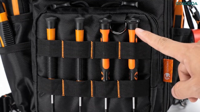 Tactical Electrician & HVAC Tool Chest Bag Small Tool Pouch 9L Black Orange