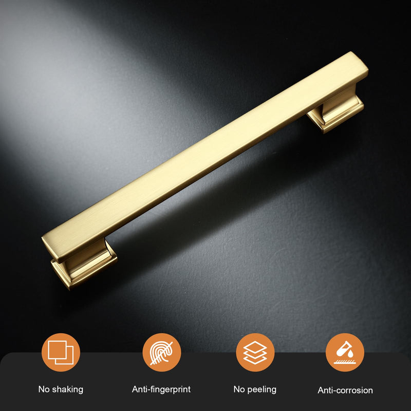 Probrico 10 Pack 3 3/4 Inch Gold Cabinet Handles, Elegant 96mm Brushed Gold Cabinet Pulls for Kitchen & Bathroom, Heavy-Duty Drawer Handles for Dresser Hardware 3.75 inch hole center