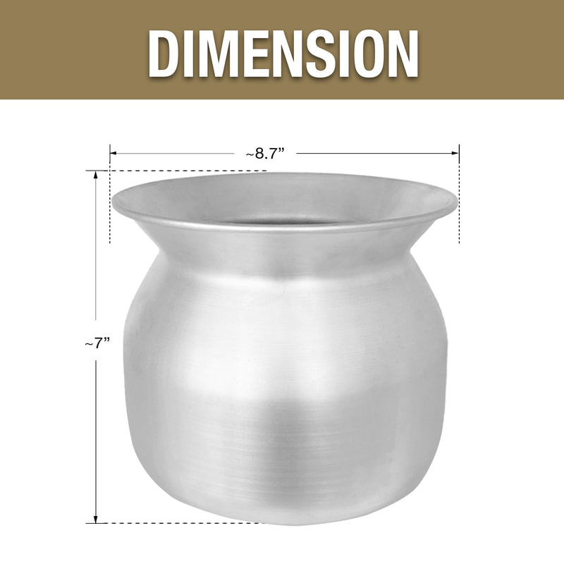 Sticky Rice Aluminum Cook Pot from Thailand - Genuine Replacement Pot for Traditional Steamer Crock, Family Size 8.67 Inch Standard Diameter (22 cm) Traditional Aluminum Pot