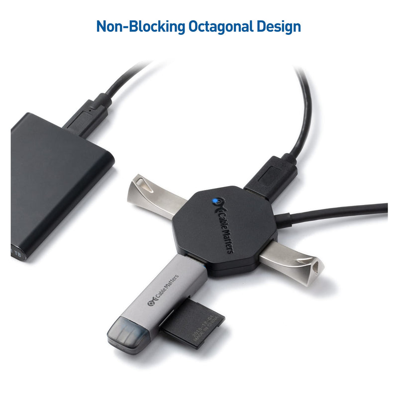 Cable Matters Ultra Mini 4 Port USB Hub with Long 4 ft Extension Cable Tail, USB 3.0 Hub with Multiple Ports for Up to 5Gbps Data Transfer Rate, Black