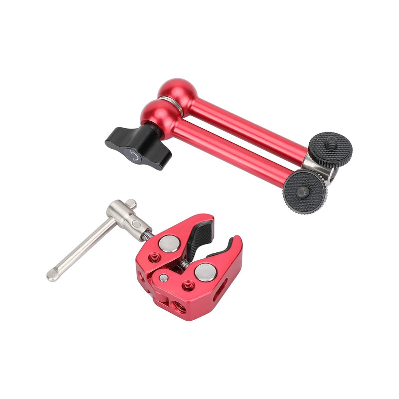 CAMVATE 10" Magic Arm Articulating Super Crab Clamp for Monitor LED Flash Lights(Red) - 3118