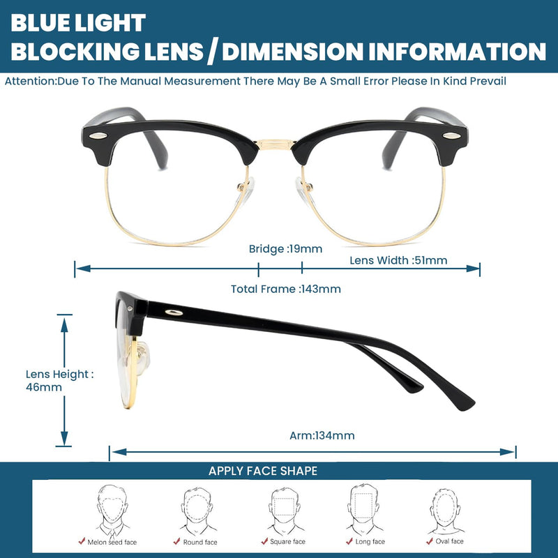 GYU Blue Light Glasses, Blue Light Blocking Glasses, Game/Reading/TV/Computer Blue Light Blocking Glasses