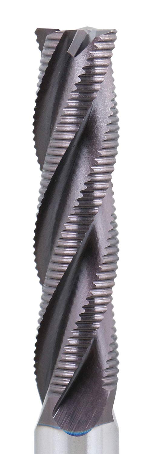 Accusize Industrial Tools 1/2'' Fine Tooth M42 8% Cobalt Tialn Roughing End Mill, 1/2'' Shk Dia, 2'' Flute Length, 4'' Oal, 4 Flute, 1104-0120 | Fine Tooth, M42 8% Cobalt, TiAlN Coated, 4" OAL, Single End, Center Cutting