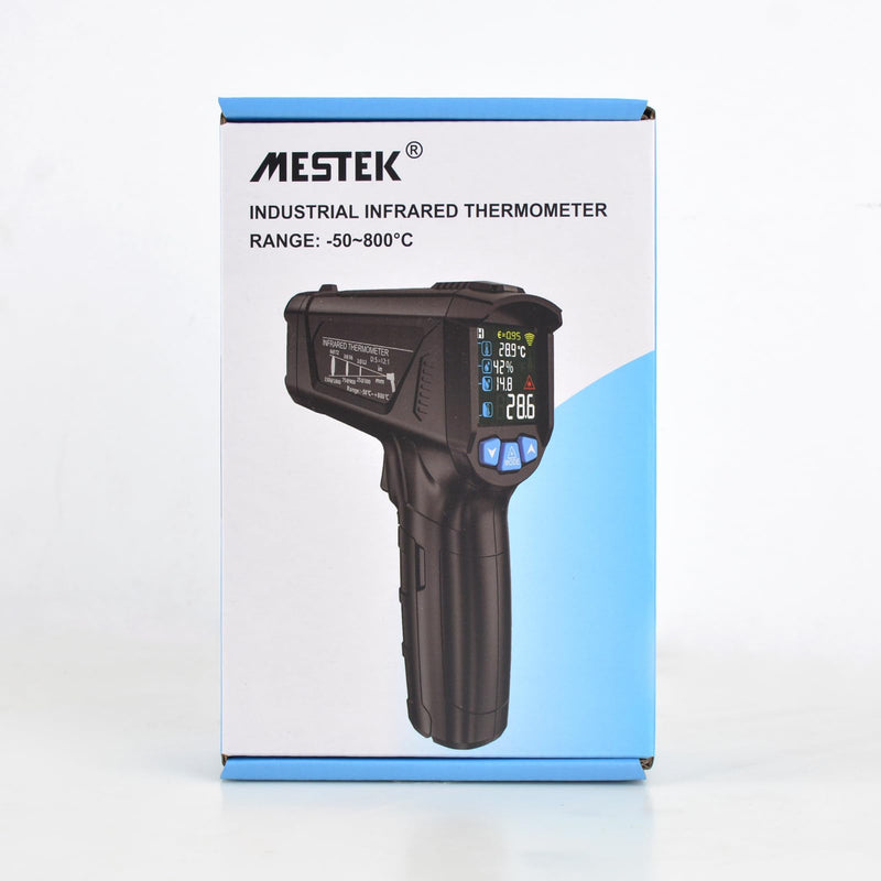 Infrared thermometer laser MESTEK temperature measuring device with K-probe IR pyrometer -50°C to 800°C non-contact color LCD alarm function adjustable emissivity for kitchen