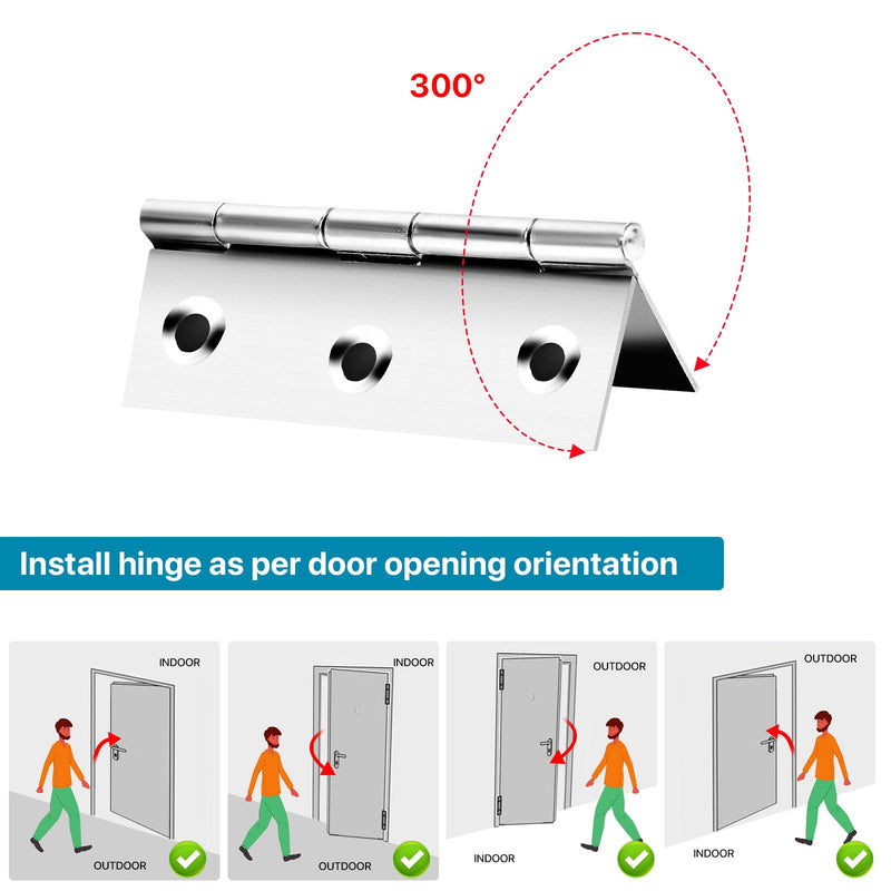 Stainless Steel Folding Door Hings 3 Inch for Furniture Cabinets Window Wooden Box Trailer Components, Pack of 12 Silver 12pcs 3x2 Inch