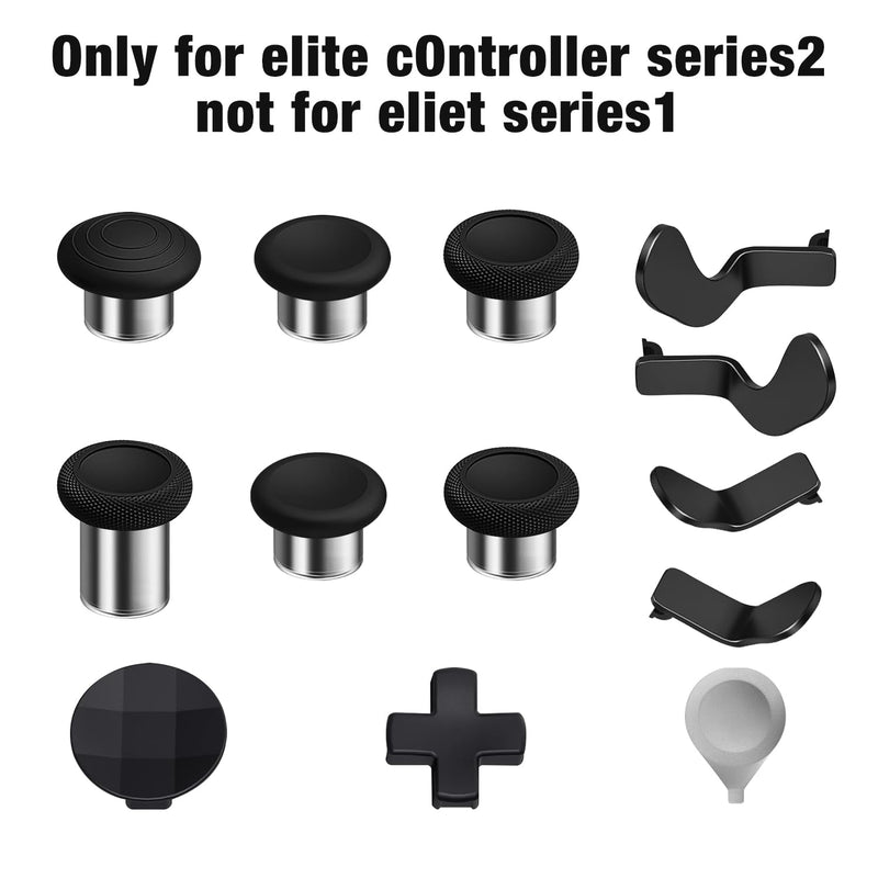 13 in 1 Metal Thumbsticks for Xbox One Elite Series 2, Elite Series 2 Core Controller Parts,Replacement Magnetic Buttons kit Includes 6 Swap Magnetic Joysticks, 4 Paddles, 2 D-Pads, 1 Adjustment Tool Black