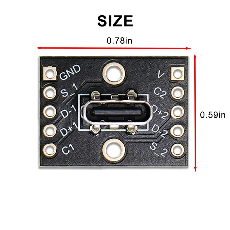 2pcs USB Type C Breakout Board-Vertical Female Connector USB Type C Connector Board PCB Converter Board