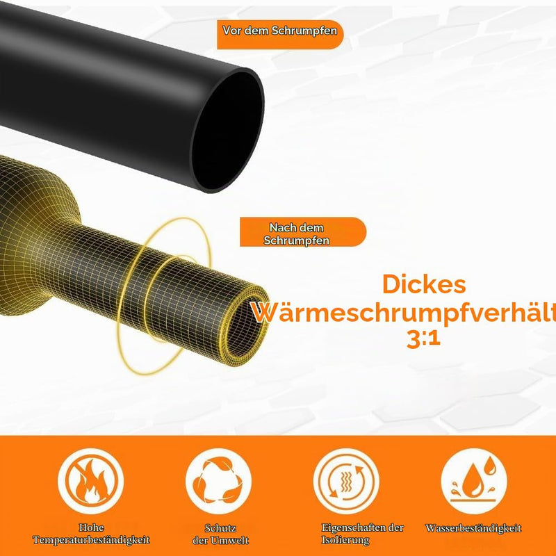 3:1 Heat Shrink Tube, Diameter 15.4 mm, 1.5 m Length, Heat Shrink Tubing, Waterproof Cable, Connect, Heat Shrink Tubing, Insulation Tape, Black for Cable Insulation, Marking, Cable Bundling, Repair (Diameter 15.4 mm) Durchmesser 15,4 mm
