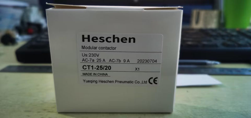 Heschen household AC contactor, CT1-25, 2-pole two normally open, AC 220V/230V coil voltage, 35mm DIN rail mount (1) 1