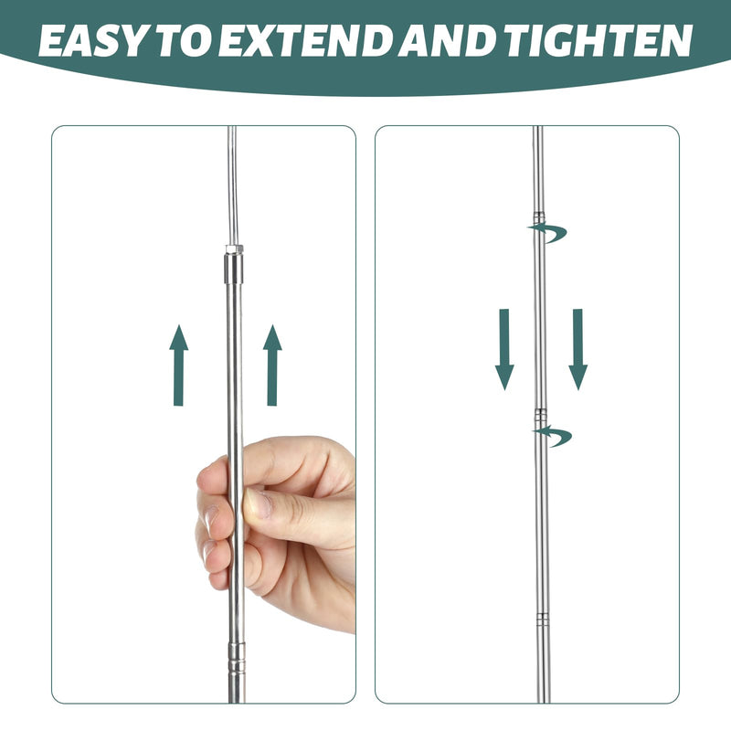 2 Pcs 11.42" to 42.72" RV Awning Rod Opener Easy Reach Telescopic Puller RV Awning Part Retractable RV Awning Hook Stainless Steel Pulling Rod Retracted Awning Pull Cane for Camper Canopy Tool