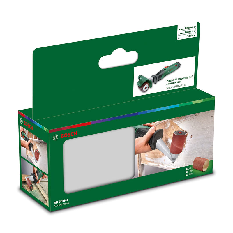 Bosch 1600A0014T Sanding Roller Sanding Sleeve SH60 Set for Bosch PRR 250 Removing Roller Set of 3 60 mm sanding pins