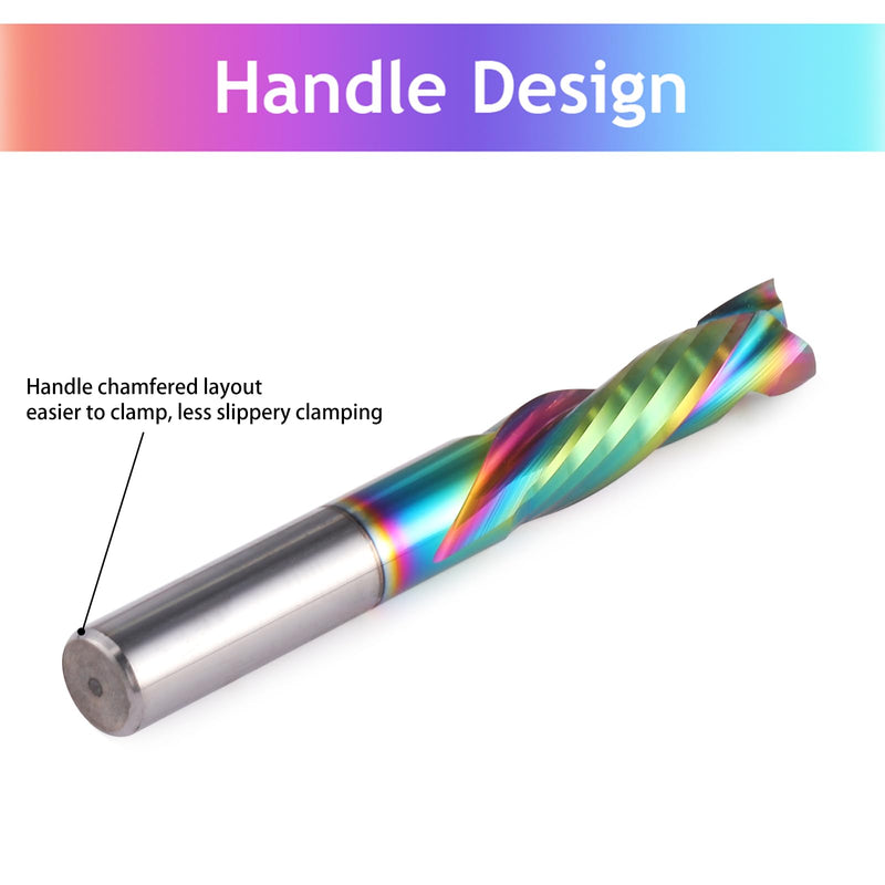 1/8 inch Shank Compression CNC Router Bits Spiral End Mill Wood Cutters 10 PCS, DLC Coating Compression CNC Spiral Bits 1/8 Cutting Dia, 22mm CEL, 2 Flutes Up &Down Cut Carbide End Mills
