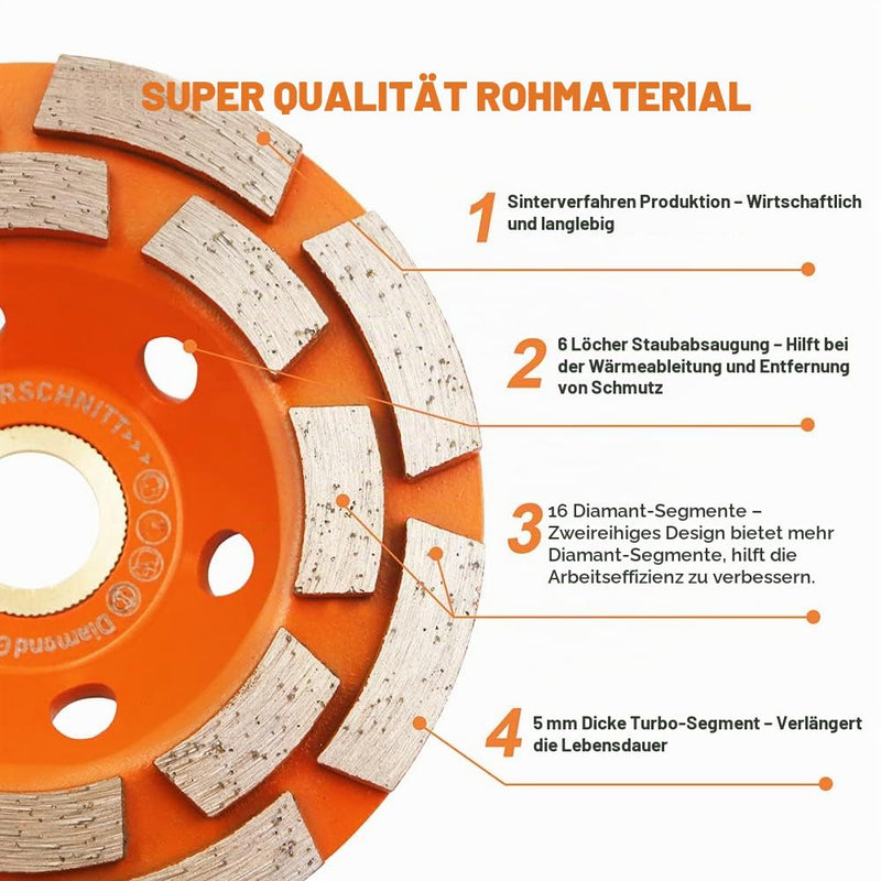 Diamond Cup Wheel 100 mm - BRSCHNITT Welded Double Row Diamond Cup Grinder Grinding Wheel for Concrete Masonry Granite Marble Natural Stone 1 100mm