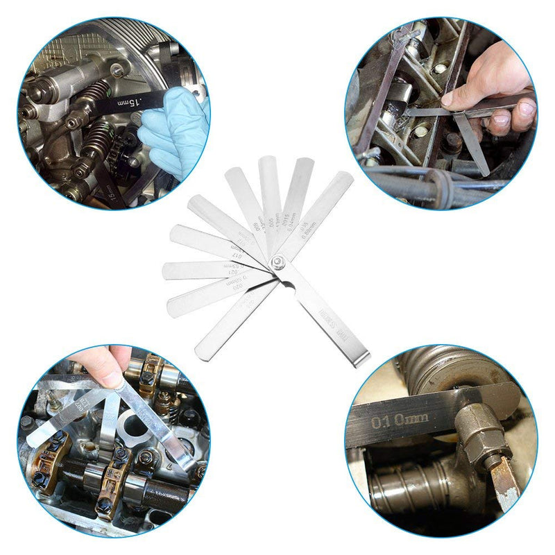 Feeler gauges, valve gauge, distance gauge, 32 blades, high-precision feeler gauge, stainless steel with dual marked metric and imperial gap measuring tool. 95*15*14MM