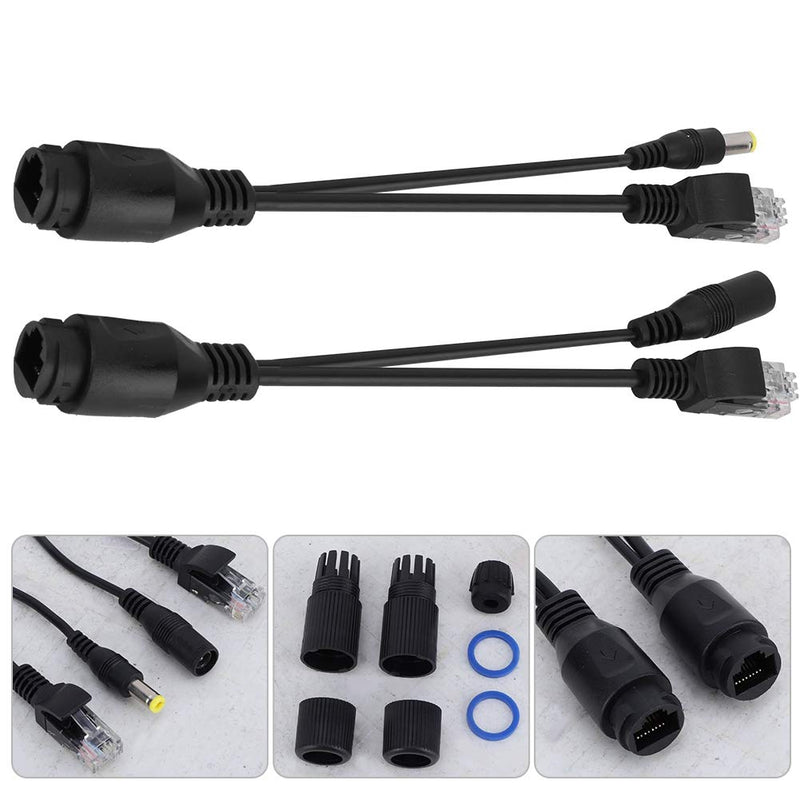 12V PoE Adapter, Power Over Ethernet Passive POE Adapter Cable Splitter Injector for Surveillance Camera(Black)