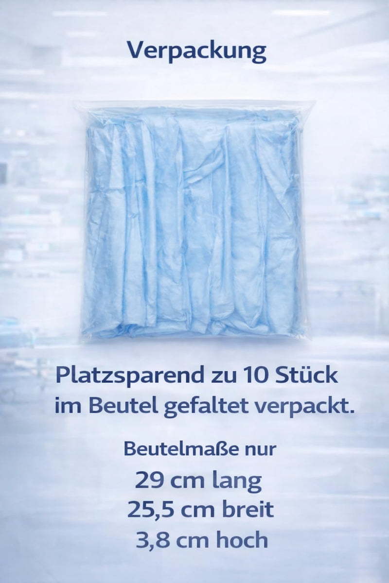 Pack of 10 Disposable Visitor Gowns Blue - Protective Gown, Surgical Gown, Hospital Gown, Patient Coat, Protective Gown, Disposable for Practice, Care & Food Sector 10 pieces