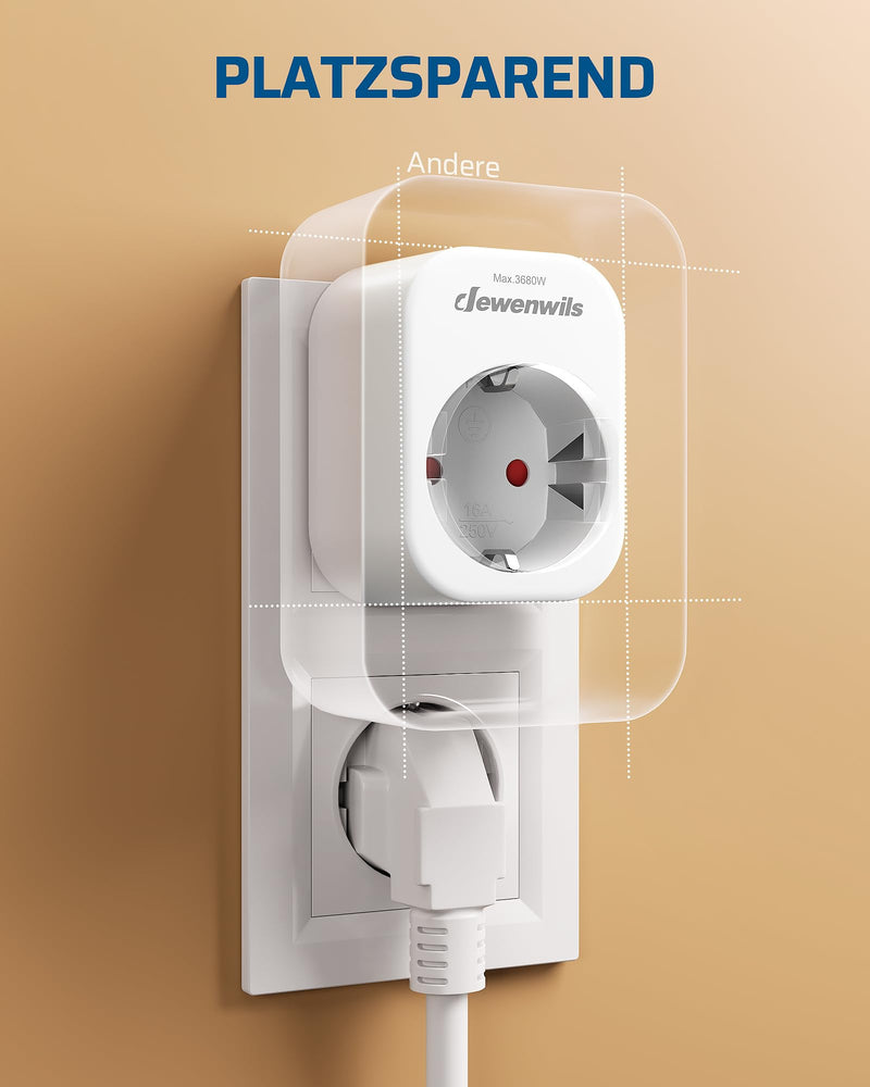 DEWENWILS Wireless Sockets with Remote Control, 16 A, 3680 W, Magnetic Design | 30 m Range Pre-programmed Wireless Socket for Lamps and Appliances White 1* Remote Control