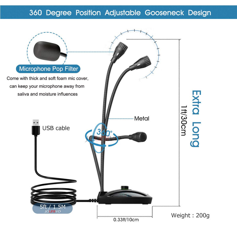 JOUNIVO USB Recording Microphone, Computer PC Podcast Condenser Cardioid Mic with Mute Button & LED Indicator for Laptop, Mac, PS4 - Vocal, Podcasting, Skype, YouTube, Streaming (JV603PRO) JV-603PRO