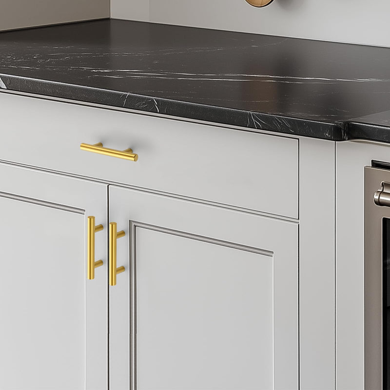 HOME EDIT Brushed Brass Cabinet Handles 2-1/2 Inch Hole Spacing, Stainless Steel Drawer Pulls for Cabinets, Kitchen, Bathroom, Dresser 15 Pack 2-1/2 Inch Hole Center