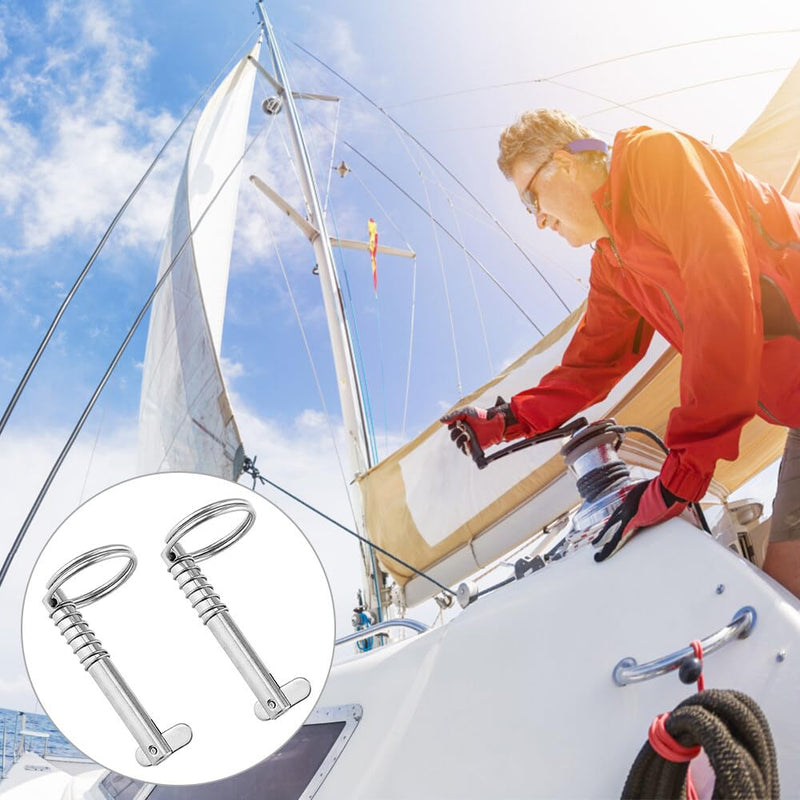RoxNvm safety pin, pack of 2 folding pins, 8*76mm marine grade safety pin, 316 stainless steel bolt for boat