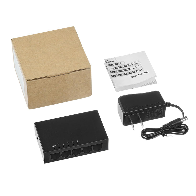 MokerLink 5 Port Gigabit Unmanaged Ethernet Switch, 4 x 100/1000Mbps Ports and 1 Gigabit Uplink, Home Office Network Hub Splitter, Metal Desktop & Wall Mount Network Switch 5x1G