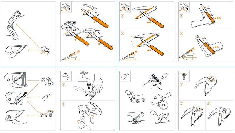 Fiskars care set for garden cutting tools, with diamond file, oil and care instructions, 1001640