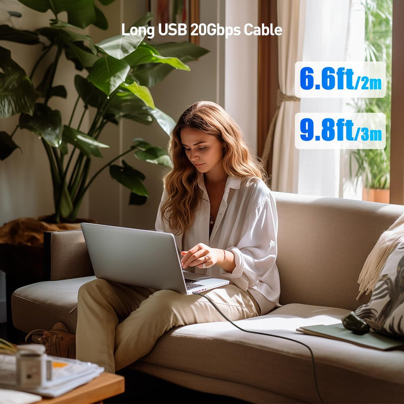Cable Matters 20Gbps Right Angle USB 4 Cable 9.8ft, Supports Up to [8K@30Hz / 4K@120Hz Video, 240W Charging, 20Gbps Data Transfer] Compatible with Thunderbolt 4 Cable, MacBook Pro, XPS, Surface Pro 9.8 Feet