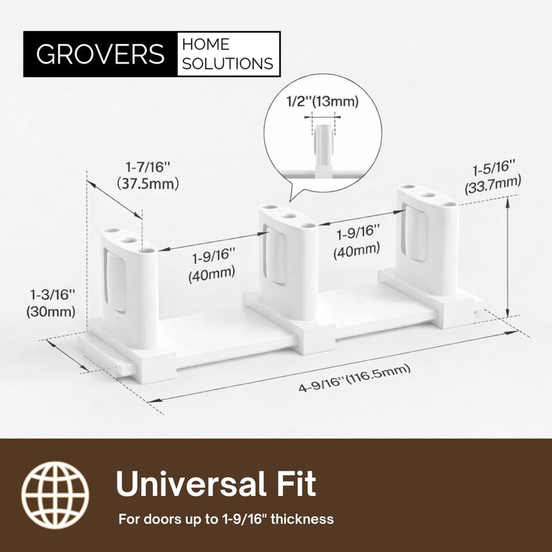 3-Pack Sliding Closet Door Floor Roller Guide - Adjustable Width 3-Roller Design - Easy Install! (White) | Grovers Home Solutions White