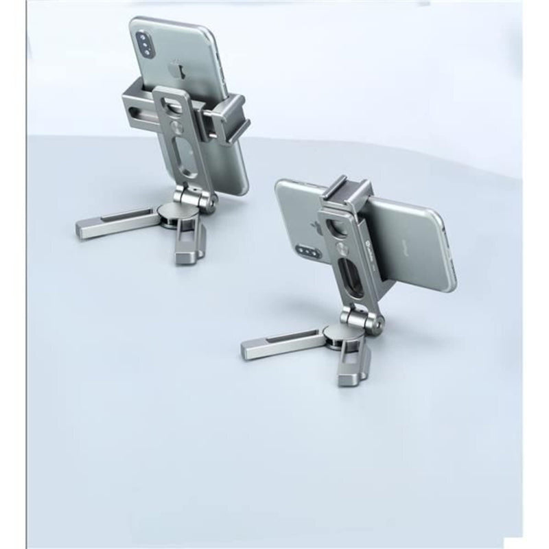 LEOFOTO PS-2 Phone Holder, Cell Phone Stand, Adjustable Angle, Compact and Portable, 1/4" Screw Thread, Arca Compatible (Silver) Silver