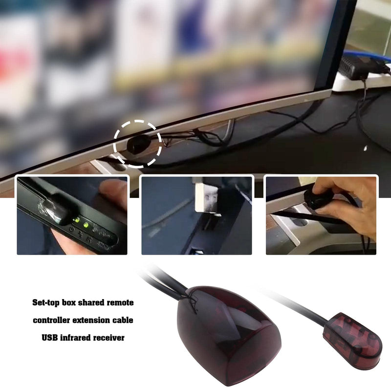 2PCS IR Infrared Remote Control Extender Repeater Cable IR Signal Receiver & IR Emitter Blaster Extension Cable 20-60KHZ for Set-Top Box