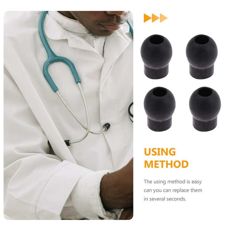 GLEAVI Set of 4 Stethoscope Replacement Earplugs Soft PVC Earplugs for Doctors and Nurses - Medical Accessories for Everyday Clinics (1.5 x 1.2 cm) 1.80X1.50X1.50CM black