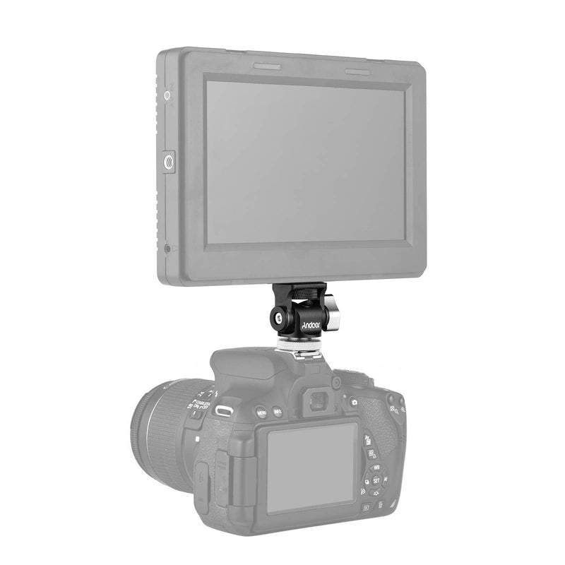 Andoer Mini Monitor Mount Tripod Head Cold Shoe Adapter Aluminum Alloy 1/4 Inch Screw for Mounting Camera Monitor Flash Microphone LED Fill Light