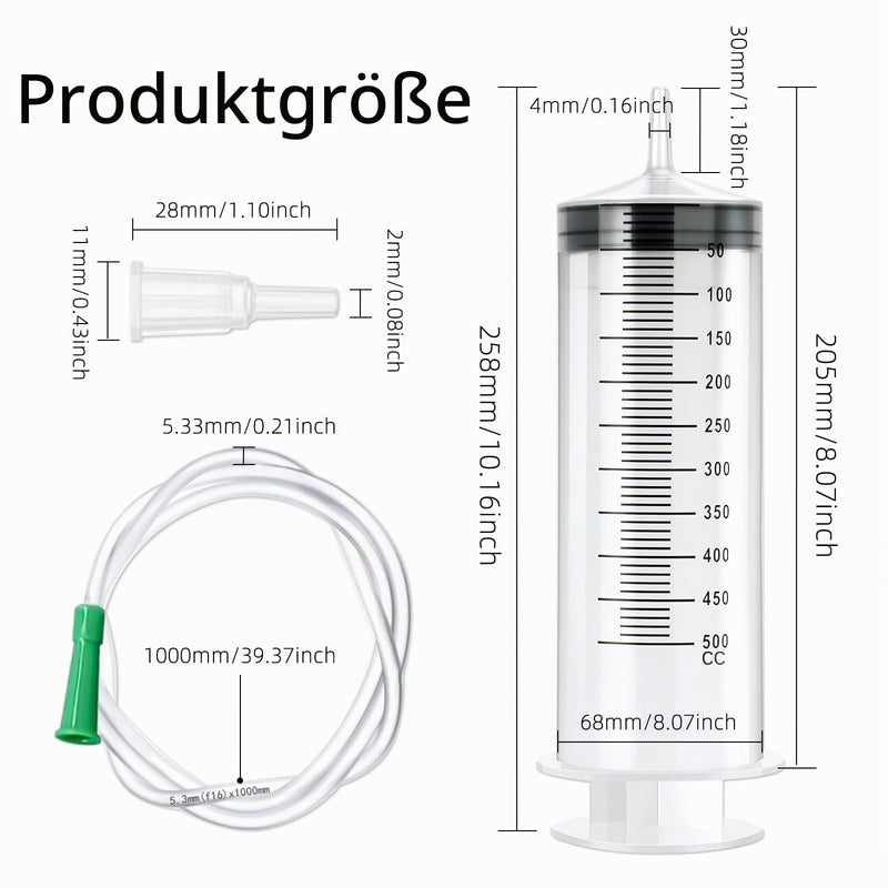 500 ml Large Syringe with Hose, Reusable Liquid Syringe | For pet feeding plant watering laboratory measurement dispensing 500ML
