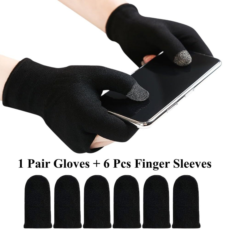 Two Finger Touchscreen Gloves, Ultra-Thin Breathable Gaming Gloves for Sweaty Hands, Anti Sweat Thumb and Index Game Gloves for Mobile Phone/iPad Tablet