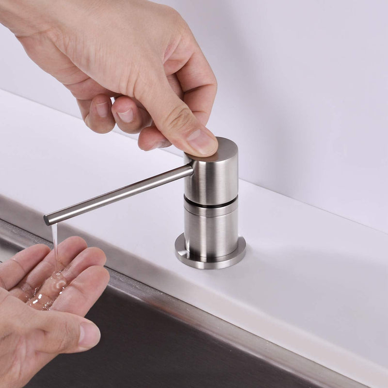 Sink Soap Dispensers,Brass Commercial Kitchen Soap Dispenser Liquid Lotion Dish Dispenser Built in Soap Dispenser Brushed Nickel Bathroom Soap Dispensers Pump, Refill from The Top 17oz(500ML) PET Bottle