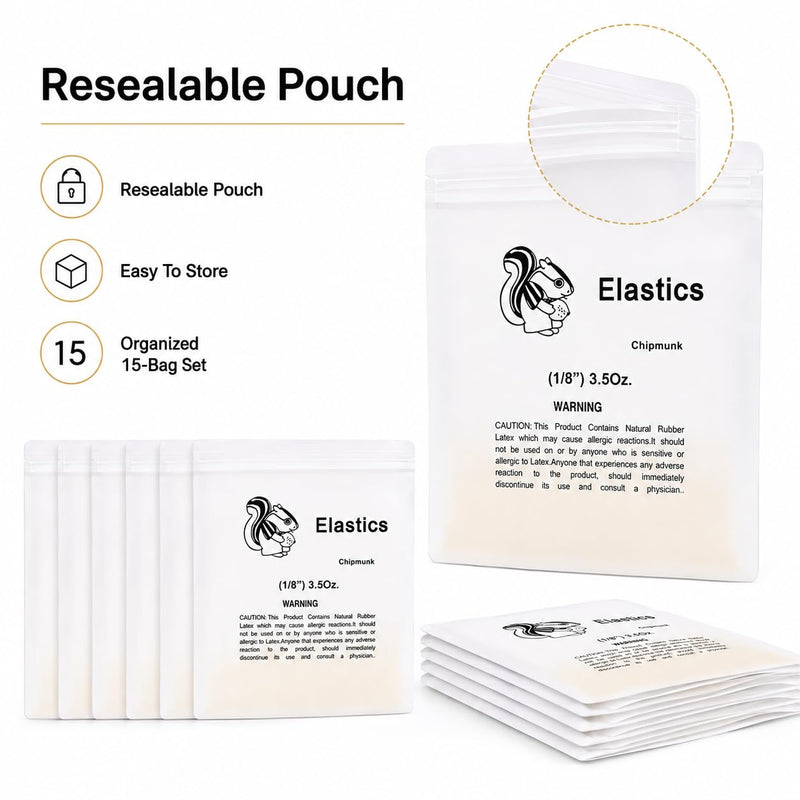 1500 Pieces Teeth Rubber Band, Orthodontic Rubber Bands, Squirrel 1/8 Inch, 15 Bags Elastic Rings for Brackets, Flexible Accessories for Daily Use, Tear-Resistant and Easy to Store