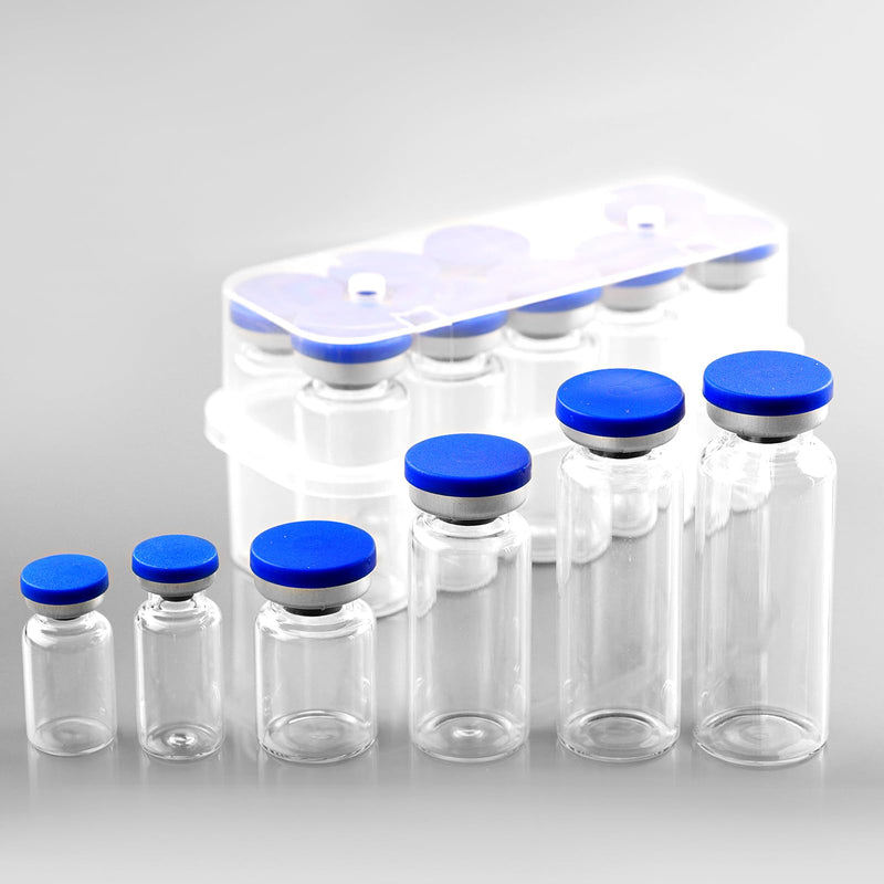 5ml Sealed Vials with Self Healing Injection Port and Plastic-Aluminum Flip Caps,Glass Empty Vials for Injection 50 Pack 5ml
