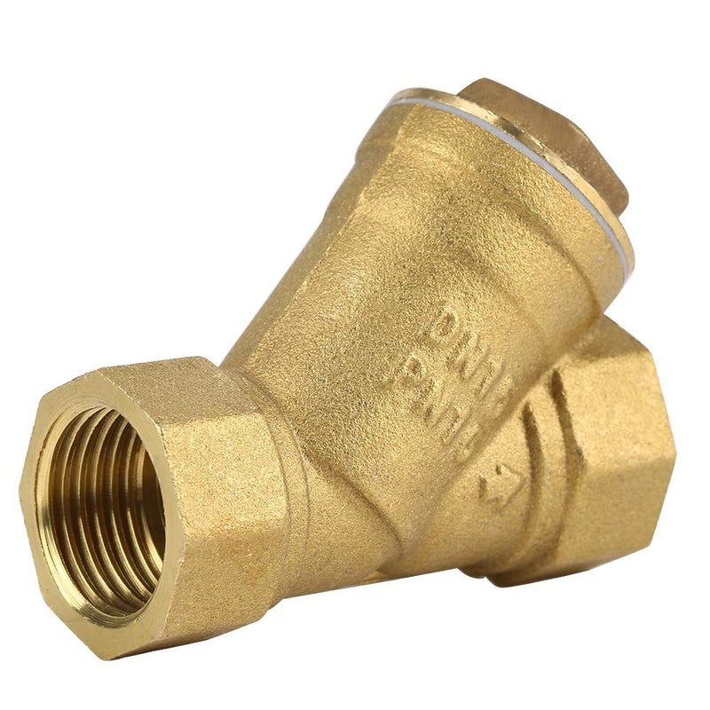 Akozon Y Shaped Filter Ball Valve 1/2 Inch BSPP Female Thread Y Shaped Three Way Brass Strainer Filter Valve Connection for Water Oil Separation