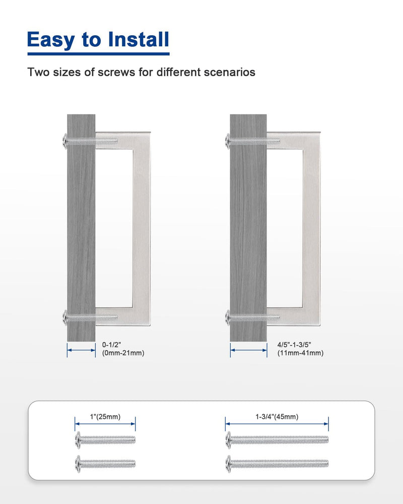 Probrico 4 Inch Satin Nickel Cabinet Pulls Stainless Steel, 10 Pack Door Cabinet Handles,Drawer Dresser Pull Knobs Kitchen Furniture Hardware for Cupboard Wardrobe,Total Lenght:4-1/2 Inch (114mm) hole center 4" Brushed Nickel