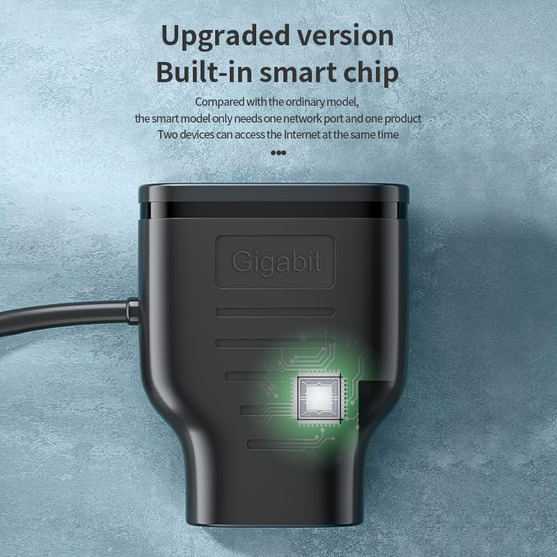 1000Mbps Portable Ethernet Splitter Ultra-high-Speed LAN/Internet Ports All Ports Share The Internet at The Same time RJ45 Network Expansion Connector USB C Powering Gigabit Switches (1 to 2) 1 to 2