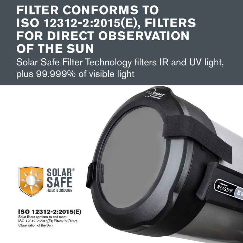 Celestron – EclipSmart Safe Solar Eclipse Telescope Filter – Meets ISO 12312-2:2015(E) Standards – Works with 8” Schmidt-Cassegrain/EdgeHD Telescopes – Observe Eclipses & Sunspots – Secure Fit 8" SCT and EdgeHD