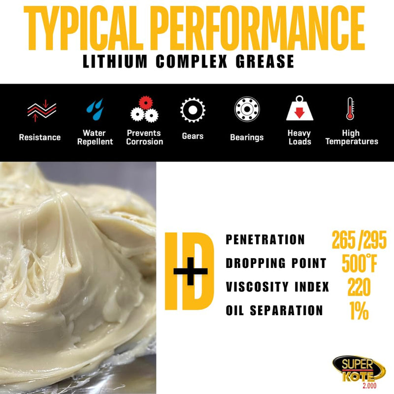 Lithium Complex Grease SUPERKOTE 2000 - White Lubricant Grease EP/Multipurpose/Lithium Complex/Lubricant/EP/High Temp/Automotive/Bicycle/Bike/Industry/White / 114g