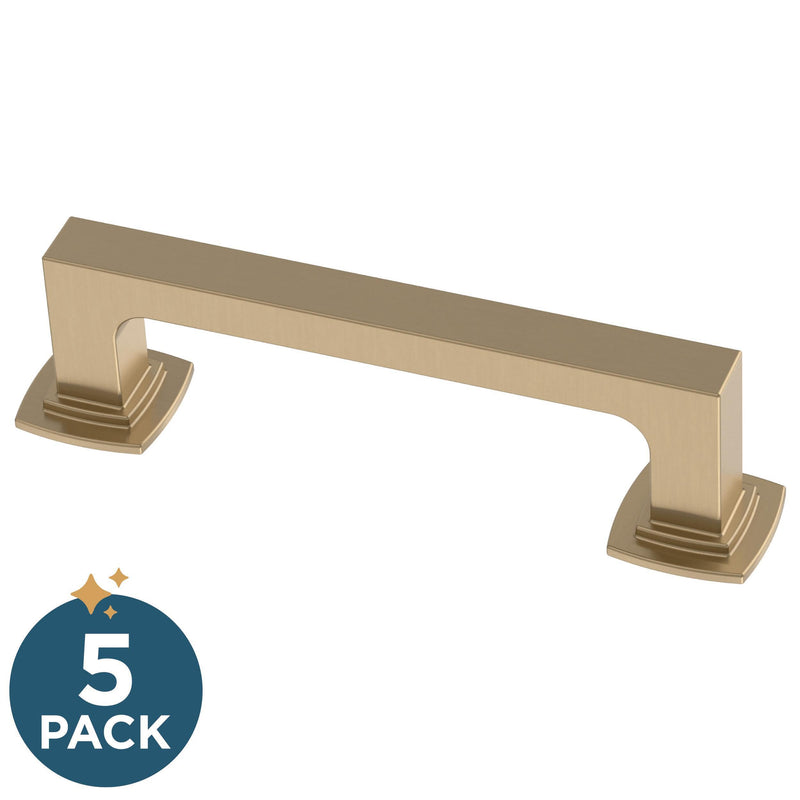Franklin Brass (5-Pack) – Champagne Bronze Cabinet Handles, 3-3/4 Inch Hole Center, Pulls for Drawers, Kitchen Cabinet Door, Dressers | Parow 5 3-3/4" (96mm)