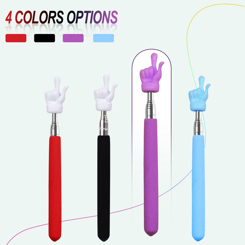 2 Pcs Telescopic Teacher Pointer Stick, Retractable Finger Pointer for Classroom Teaching, Extendable Pointer for Kindergarten and Elementary Teachers, Classroom Supplies (Purple) Purple