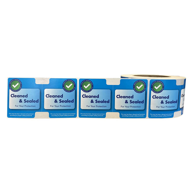 Cleaned and Sealed Tamper Door Seal Labels 2.875 x 5 Inch 500 Total Labels