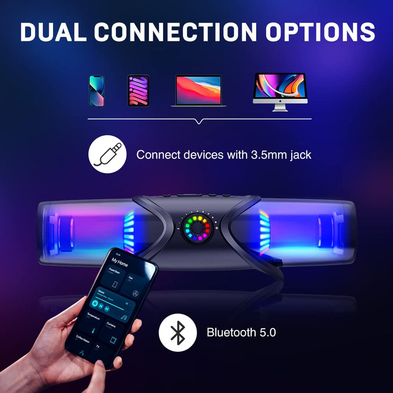 Computer Speakers,Bluetooth SoundBar,Computer Speakers for Desktop Monitor with RGB Light,PC Speakers with Subwoofer,USB Powered Sound Bar for Laptop 3.5mm Headphone Jack