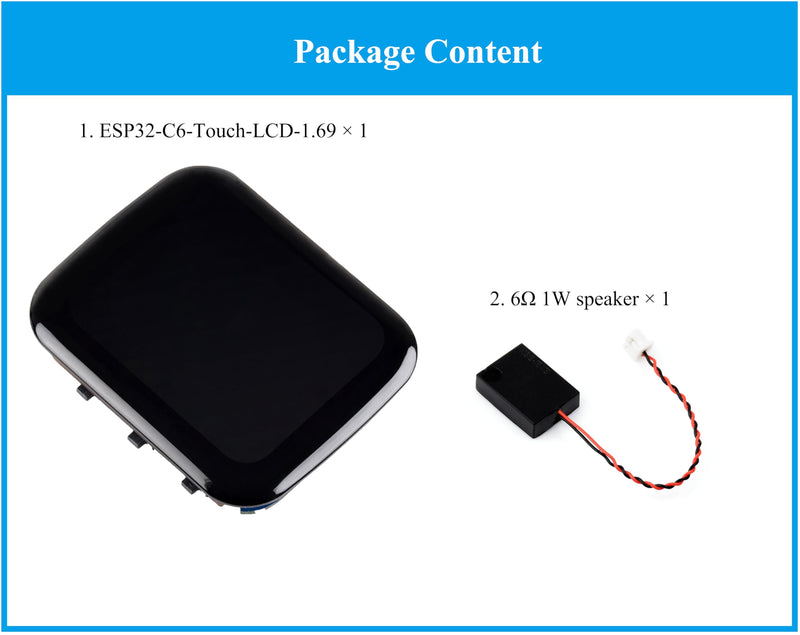 ESP32-C6 1.69inch Touch Display Development Board, 240x280 262K IPS LCD, Supports Wi-Fi 6 / BLE 5, 160MHz RISC-V Processor, ESP32 with Display, AI Speech, Support AI Voice Interaction, with Speaker