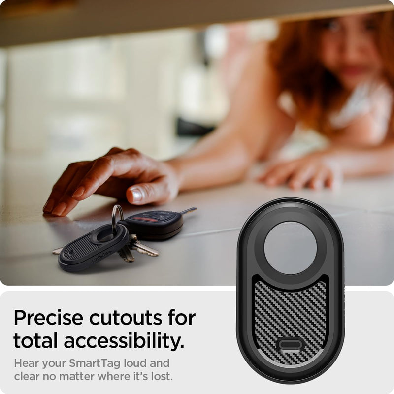 Spigen Rugged Armor Designed for Samsung Galaxy SmartTag 2 Case Keychain Smart Tag 2 Case [1 Pack] (2023) - Matte Black