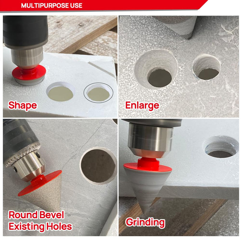 DT-DIATOOL Diamond Beveling Chamfer Bit 1-7/8 Inch with Hex Shank for Tile Porcelain Ceramic Granite Marble Existing Holes Enlarging Polishing Shaping Trimming Repairing 1-7/8 Inch, Hex Shank