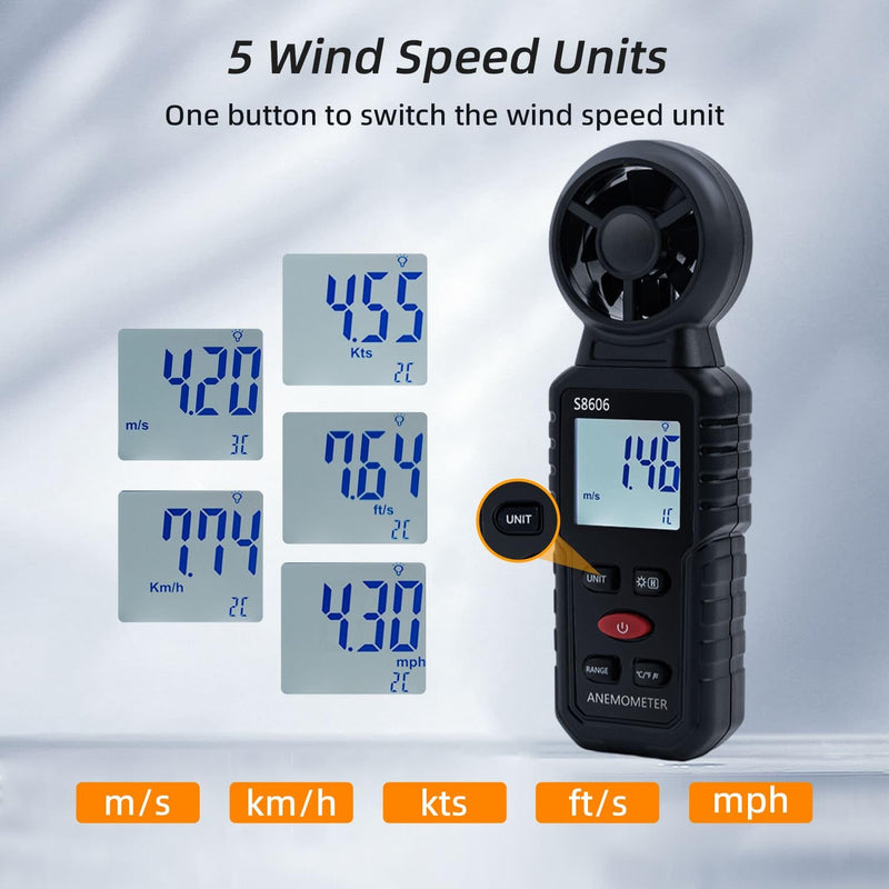 Mcbazel 3 in 1 Handheld Digital Anemometer Wind Gauge Wind Gauge for Measuring Wind Speed Temperature Windchill for HAVC Drone Sailing Fishing